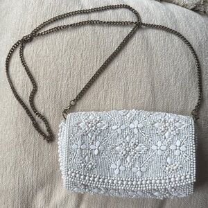 Elegant White Beaded Women's Bag